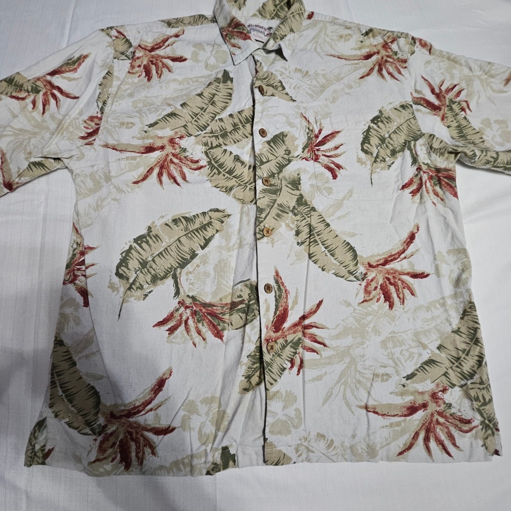 SUMMA XL Mens Hawaiian Floral Linen Rayon Button Up Short Sleeve Casual Shirt
